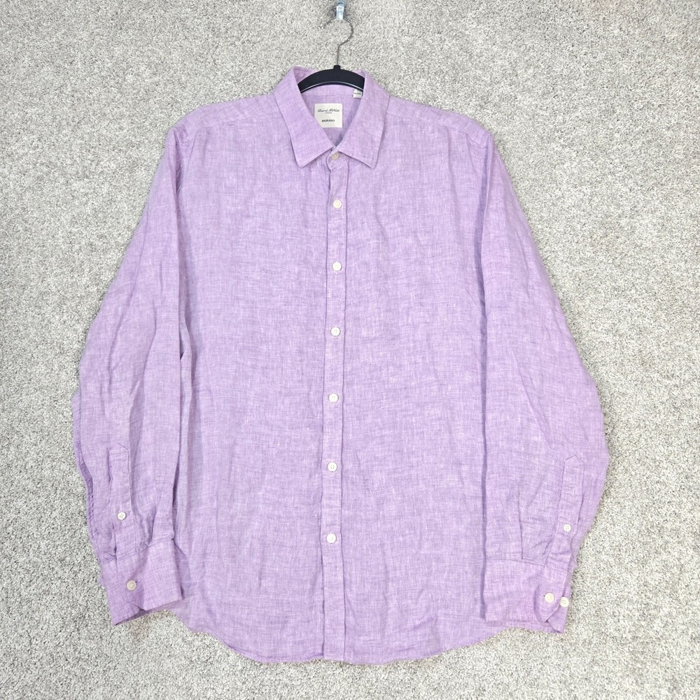 Baird Mcnutt Linen Shirt Mens Large purple long sleeve Murano
